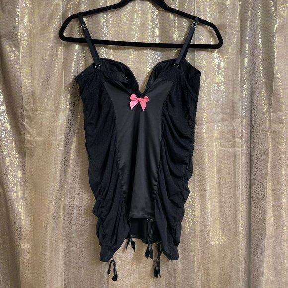 Vintage Victorias Secret Sexy Little Things Black Rhinestone Bustier Slip 34C - Picture 2 of 6
